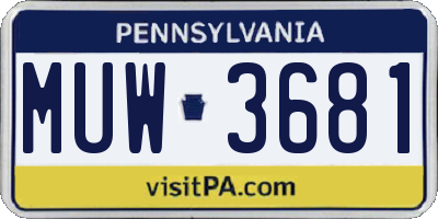 PA license plate MUW3681