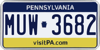 PA license plate MUW3682