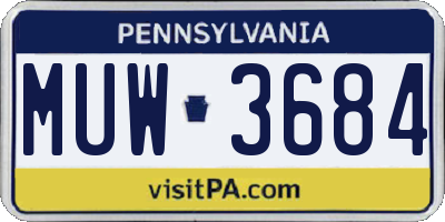 PA license plate MUW3684