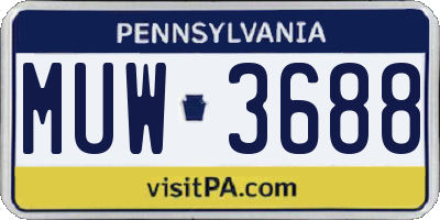PA license plate MUW3688