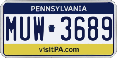 PA license plate MUW3689