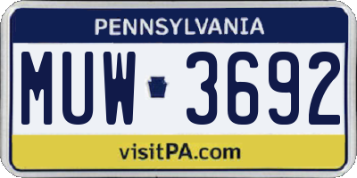 PA license plate MUW3692