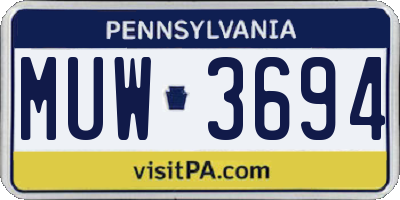 PA license plate MUW3694