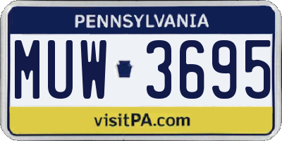 PA license plate MUW3695