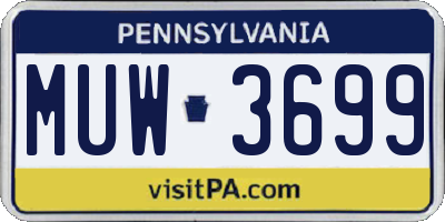 PA license plate MUW3699