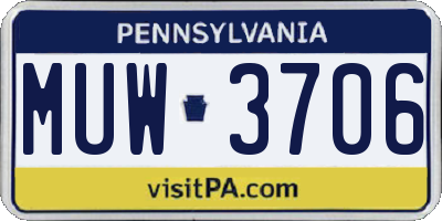 PA license plate MUW3706