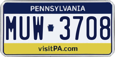 PA license plate MUW3708