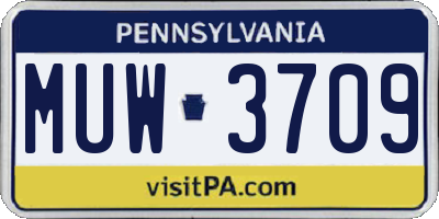 PA license plate MUW3709