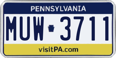 PA license plate MUW3711