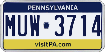 PA license plate MUW3714