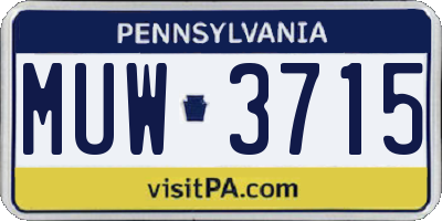 PA license plate MUW3715
