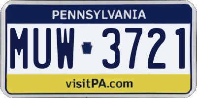 PA license plate MUW3721