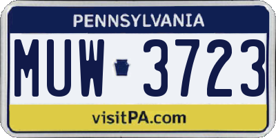 PA license plate MUW3723