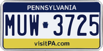 PA license plate MUW3725