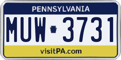 PA license plate MUW3731