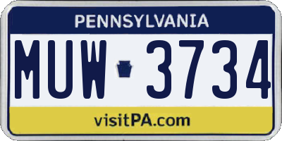 PA license plate MUW3734