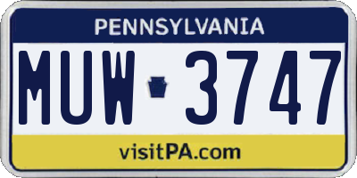 PA license plate MUW3747