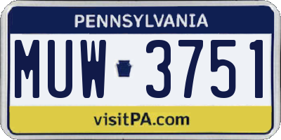 PA license plate MUW3751