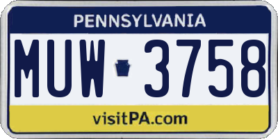 PA license plate MUW3758