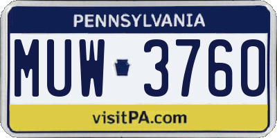 PA license plate MUW3760