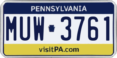 PA license plate MUW3761