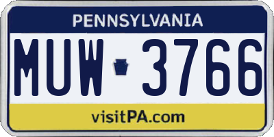 PA license plate MUW3766