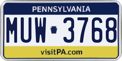 PA license plate MUW3768