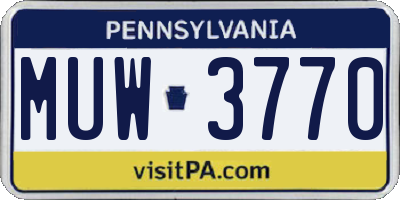 PA license plate MUW3770
