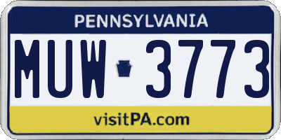 PA license plate MUW3773