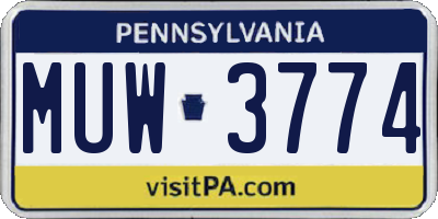 PA license plate MUW3774