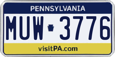 PA license plate MUW3776