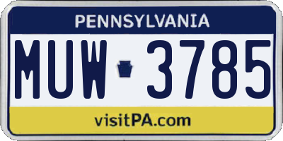PA license plate MUW3785