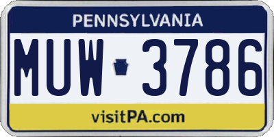 PA license plate MUW3786