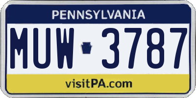 PA license plate MUW3787