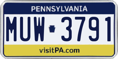 PA license plate MUW3791