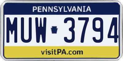 PA license plate MUW3794