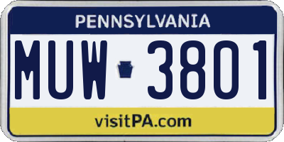 PA license plate MUW3801