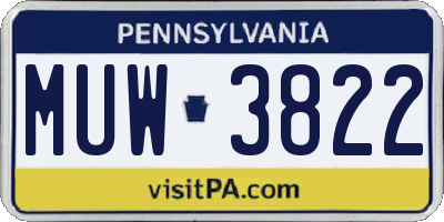 PA license plate MUW3822