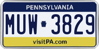 PA license plate MUW3829