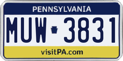 PA license plate MUW3831
