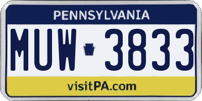 PA license plate MUW3833