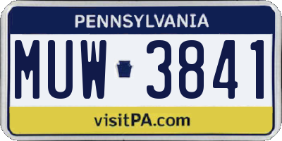 PA license plate MUW3841