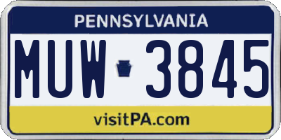 PA license plate MUW3845