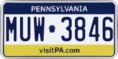 PA license plate MUW3846