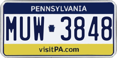 PA license plate MUW3848