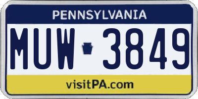 PA license plate MUW3849