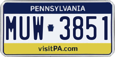 PA license plate MUW3851