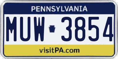 PA license plate MUW3854