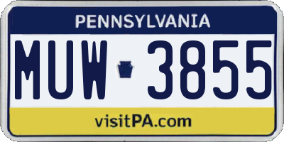 PA license plate MUW3855