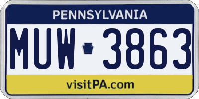 PA license plate MUW3863